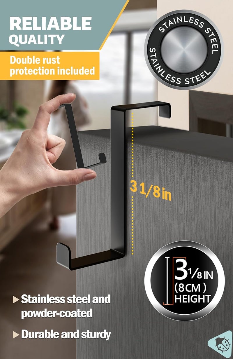 MNZ Over The Door Hooks 10 Pack, 2-Sided Fits 1 3/8" & 1 3/4" Door, Bathroom Towel Hook with Anti-Scratch Pads, and Non-Slip Dots, L 3" Wreath Hanger Thin Overdoor Organizer Dorm Travel Essentials - Image 2